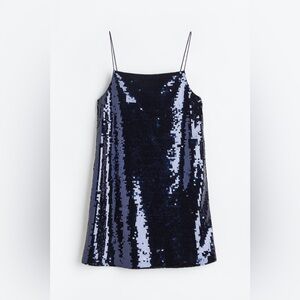 H&M Sequined Women’s Navy Mini Dress Size Small NWT